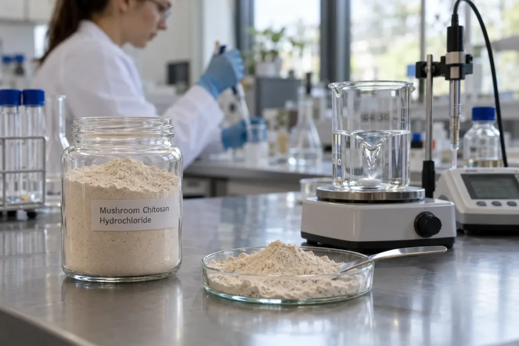 Mushroom Chitosan Hydrochloride Laboratory Scene